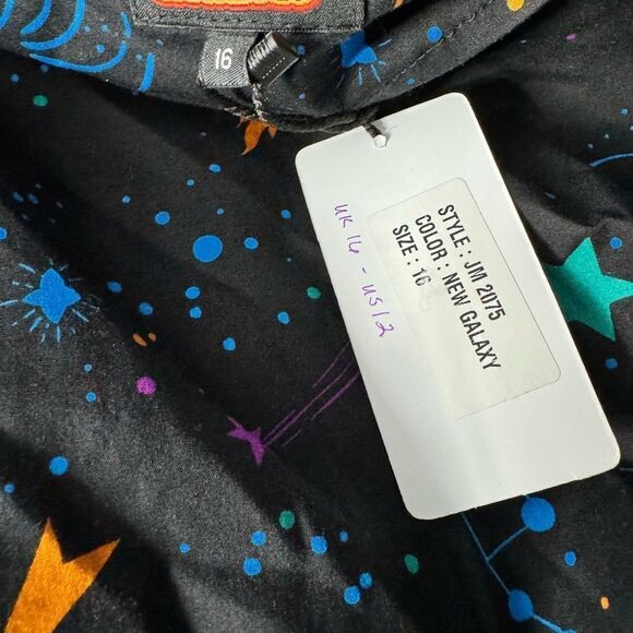 Run and Fly Cosmic Space Belted Tea Dress with Pockets - Picture 7 of 9